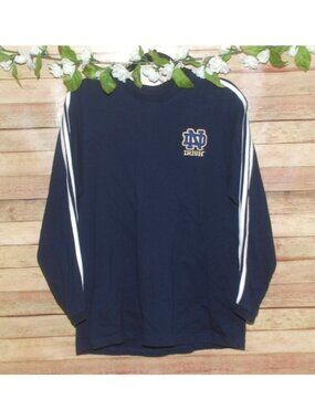 Adidas Mens Blue Notre Dame Irish Pullover Long Sleeve Shirt Size M Collage Gear